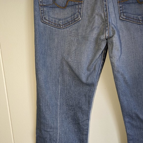 Sz. 26 --- 7 for all mankind light wash, bootcut jeans w/sqiggle pockets - Picture 8 of 16